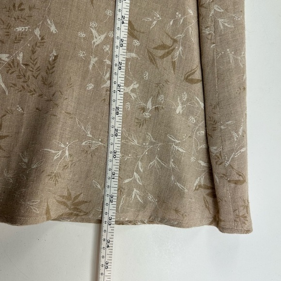 Jones New York Beige Floral Linen Blend Lined Skirt Petite 10 Classic Flare Long - Picture 7 of 8